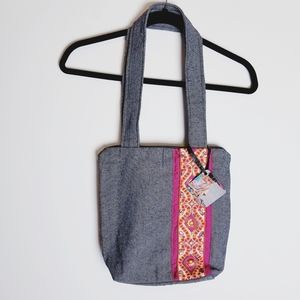 NWT One Collective denim tote purse embroidery